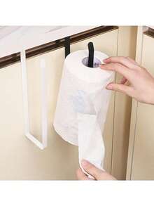 3pcs No Drill Kitchen Storage Rack - Multipurpose Hanging Organizer For Paper Towels, Cling Wrap, Foil, And Dish Cloths, Space-Saving Design For Cabinet Doors/Walls, Plastic & Metal Material, Essential Kitchen Accessory - Multicolor - View 6