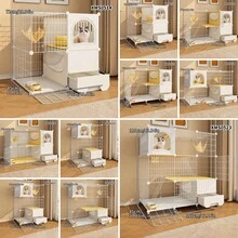 Casa para gatos con caja de arena tipo cajón, villa para gatos de uso doméstico con inodoro, jaula para mascotas pequeñas, fácil instalación y desmontable - tipo de ensamblaje - Ver 4