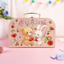 2pcs Creative Cherry Shaped Paper Handbag Storage Box, Girly Style With Cherry & Bear Elements, Lid Design, Jewelry & Trinket Organizer, Suitable For Anniversary, Valentine's Day, Birthday, Wedding, Party Gifts - Multicolor - View 7