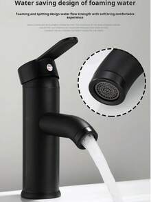 Black Basin Faucet Stainless Steel Paint Faucet Bathroom Single Handle Basin Faucets Blacked Single Hole Hot Cold Mixer Tap Bathroom Accessories Bathroom Tools - Multicolor - View 6