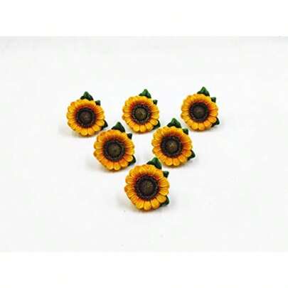 SnS Sunflower Vintage Kitchen Resin Drawer Pulls Cabinet Knobs Handles Country Home Decoration Pack of 6