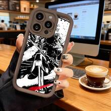 Funda de teléfono con diseño de guerrero anime en blanco y negro con acento rojo para iPhone 14 Pro Max 13 12 11  Galaxy S23 S22 S21 Plus, funda protectora, regalo de pareja para él y ella, regalo de San Valentín o cumpleaños - Burdeos - Ver 5