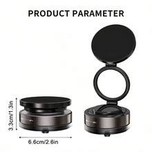 黑色强力吸盘车载手机支架，便捷可折叠双环设计，磁吸稳固，适用于汽车导航驾驶，兼容多种手机型号，车载手机支架配件