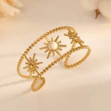 1pc High-Quality Charming Women's Stainless Steel Bangle Bracelet With Agate And Tiger Eye Stones, Jewelry Accessory, Golden Accessory, Gift For Women - Gold - View 11