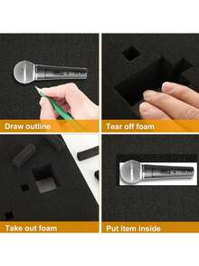 Polyethylene Tool Foam Sheets, Black, Cut-To-Size, Uncharged, No Assembly, No Battery Required, With Drawer Padding And Storage Shadow Inserts For Organizer Boxes, Chess Box Inserts, Tool Box Cushioning