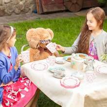 D48 Pcs Paper Tea Cups And Plates Pink Bow Party Plies Bowknot Disposable Paper Teacups And Saucer Sets Coquette Birthday Decorations For Wedding Baby Shower Tea Party Serve 24 - 粉紅白 - 查看 6