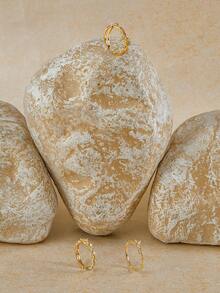 Opalesca 3pcs Set Copper Alloy Cubic Zirconia Faux Pearl Crossed Crown Design Adjustable Open Ring, Suitable For Women Everyday Wear - Yellow Gold - View 4