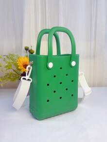 Mini Rubber Summer Beach Bag, EVA Hole Travel Tote Bag, Waterproof Storage Bag For Outdoor Sports Pool Boat - Green - View 2