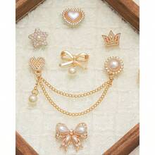 Junk Socks Charms Kit 260Pcs Gold Brooches And Pins Women Pearl And Sock Charms With Safety Pins Accessories Decorating And Personalizing Socks - 60 Pcs Shoe Charms - View 8