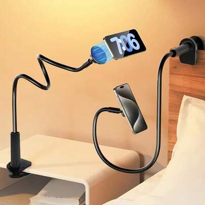 兼容 16/15/14/13/12 强力吸附鹅颈手机支架 - 强力吸盘手机平板通用支架桌面夹 360° 旋转可调节多功能支架桌面车载浴室手机支架