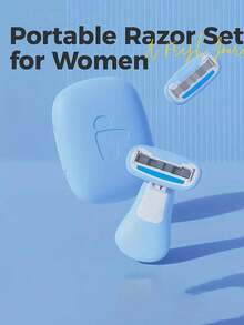 Máy cạo lông nữ, thích hợp cho vùng nách, chân và bikini, dao cạo cầm tay, dao cạo thủ công màu hồng, máy cạo lông bikini an toàn thủ công dành cho nữ với lưỡi dao 5 lớp, lưỡi dao thay thế bằng thép không gỉ, đầu dao cạo màu hồng, quà tặng du lịch thiết yếu cho bé gái (tay cầm + đầu dao + hộp đựng) - Nhiều màu - Xem 2