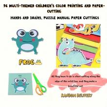 90 Sheets Children's Paper Cutting Art Set, Colorful Cartoon Animal Craft Papers For Hand-Eye Coordination Training - Multicolor - View 8