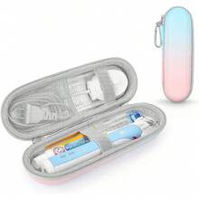 Pink Blue Gradient EVA Hard Shell Toothbrush Storage Box - High-Quality Anti-Fall Travel Toothbrush Set With Hanging Ring, Anti-Tip Base, Portable Electric Toothbrush And Mouthwash Cup Storage Box, Suitable For Home Or Travel, Ideal Dental Care Gift, Portable Design, Durable Load-Bearing Strap, Specially Designed For Frequent Travelers - 藍色 - 查看 11