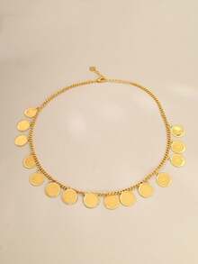 1件优雅时尚百搭简约别致流苏金属硬币吊坠项链，女士款 - B - 查看 3