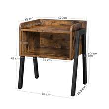 VASAGLE Side Table, Nightstand, End Table, Stackable Coffee Table, With Open Front Compartment, Sturdy Metal Frame, Easy Assembly, Rustic Brown And Black - Rust Brown - View 4