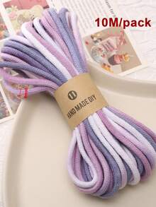 10米 4毫米粗彩色涤纶编织绳 - 多种颜色可选，柔韧防缠绕，适用于户外活动、DIY手工艺品、圣诞装饰、手机挂绳及各种装饰配件 - 耐用涤纶线 - 漸層色 - 查看 6