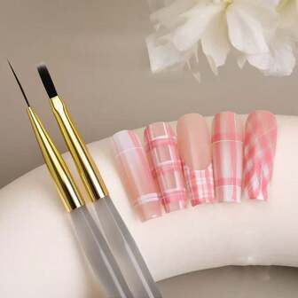 Juego de múltiples bolígrafos multiusos de línea para arte de uñas gris transparente