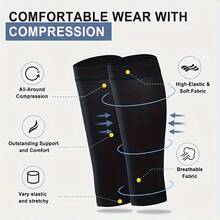 2 Pairs/Set Arm Compression Sleeves & Thigh/Calf Compression Sleeves Soccer Suit, Muscle Support, Breathable Tight Footless Calf Socks, Unisex Multi-Size High-Performance Sports Set, Ideal Gear For Fitness Enthusiasts To Enhance Football, Basketball, Hiking, Cycling, Running, Outdoor Sports - Multicolor - View 6