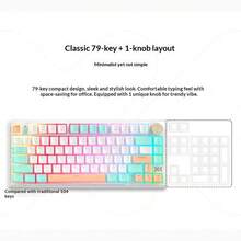 Lenovo Xiaoxin K5 Wired Mechanical Keyboard: 79-Key Hot-Swappable Design, Gasket Mechanism, Tunnel Boring Switches, Suitable For Gaming And Office Use. - White Chocolate Brownie - View 5