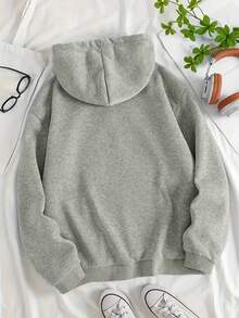 Unisex Hoodie Football Player Silhouette And Text Print Hoodie For Casual Wear Gift For Family And Friends - Xám - Xem 2