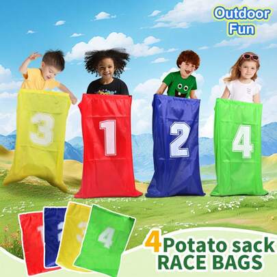 4pcs Colorful Kids Jumping Bags Foldable Lightweight Jumping Bag, Dacron Portable Kids Field Race Bag Children's Outdoor Sports Fun Toy Bags