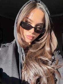 1 Pair Retro Small Oval Black Y2K Fashion Fashion Glasses, Unisex, Plastic Classic Style | Suitable For Outdoor Travel, Beach Vacation And Daily Wear - black gray - View 5