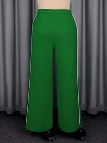 Women's Plus Size Green Pearl Beaded Wide Leg Pants Wedding Party Long Trousers Christmas - màu xanh lá - Xem 5