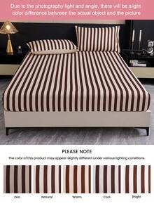 2/3件套条纹印花床笠套装（1个床笠 + 1/2个无芯枕套），床垫保护套，床垫罩，适用于9英寸至12英寸厚的床垫，柔软透气，适用于各种尺寸的床——单人床、双人床、特大号床、大号床，可机洗，通过Oeko-Tex认证 - 彩色 - 查看 8