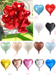 12pcs 18 Inch Red, White, Black, Cream, Gold, Rose Gold, Pink, Silver, Blue Heart-Shaped Aluminum Foil Balloons, Suitable For Birthday Party, Wedding Engagement, Confession, Love Party, Valentine's Day, Anniversary, Event Party Decoration - Multicolor - View 11