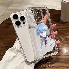 Funda para teléfono con diseño de personaje de pelo azul. Compatible con teléfonos ,  17,  16 Pro Max,  15 Pro Max,  13 y  12. Fabricada en TPU, ofrece protección contra golpes y caídas. Un regalo original para familiares, amigos, seres queridos, parejas y para Navidad. - transparente - Ver 1