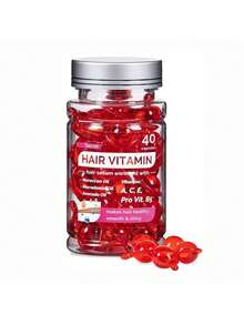 40 cápsulas de suero de tratamiento capilar, cápsulas de suero de vitaminas para el cabello, enriquecido con A C E Pro B5, aceites de macadamia marroquí y aguacate, acondicionador para mujeres y hombres, sin enjuague y para todo tipo de cabello - Rojo - Ver 2