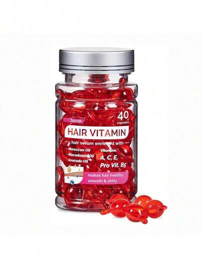 40 cápsulas de suero de tratamiento capilar, cápsulas de suero de vitaminas para el cabello, enriquecido con A C E Pro B5, aceites de macadamia marroquí y aguacate, acondicionador para mujeres y hombres, sin enjuague y para todo tipo de cabello