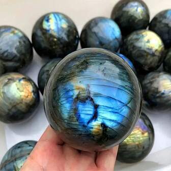 CrystalHola Natural Labradorite Sphere - Healing Gemstone Ball For Fengshui, Divination & Home Decor
