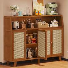 Mesa Auxiliar Multiusos De Comedor Organizador Con 4 Puertas - Caqui - Ver 1