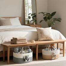 Woven Storage Basket,Elegant Storage Baskets, With Sturdy Woven Sides & Flat Base - Durable Organizer Home,, Holiday Gifts - Decorative Basket Living Room, Bedroom GDZY - Bunny - 查看 2