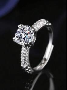 1pc Stainless Steel Four Claws Light Luxury Fashion Women Ring