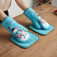 Manoplas y agarraderas navideñas con bonito estampado, antideslizantes y resistentes al calor, para cocina