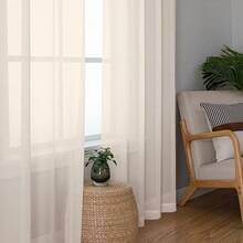 OWENIE Sheer Curtains 72 Inches Long 2 Panels Set, Light Filtering Sheer Curtain Rod Pocket Clear Drapes For Living Room Bedroom Window Sliding Door, Each 42 X 72 Inch, Cream,42inchWx72inchL(Packof2),Cream - Cream - View 9