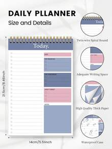 1本极简螺旋笔记本，52页无日期内页，可用于规划日程、办公及学生效率提升、待办事项清单、教师用品、返校季用品，男女皆宜的礼物 - 彩色 - 查看 6