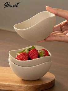 shoxil 1pc Retro Dessert Plate With Sturdy Natural Wooden Base, Nut Serving Bowls, Snack Trays, Candy Plates, Jewelry Display Tray, Vegetable Fruit Salad Yogurt Bowl, Small Ingredient Plate, Creative Dessert Cup, Reusable Multi-Functional Dessert Bowl For Home, Restaurant, Kitchen, Camping, Hand Wash Only