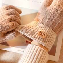 1pair Unisex Cold Weather Work Gloves - Thick Knitted Touchscreen Compatible Gloves, Breathable Non-Slip For Driving, Cycling, Skiing & Outdoor Activities, Ideal For Commuters & Outdoor Enthusiasts - Nhiều màu - Xem 5