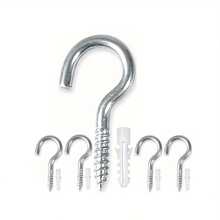 5/10 Pack Black Q-Hooks For Hanging - Ceiling Hooks, Outdoor Planter Hangers, Safety Buckles, Weatherproof Clips, Screw Eyes S, Heavy Duty Hooks For Outdoor String Lights Christmas Hangers