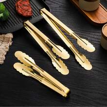 1 Anti-Slip And Heat-Resistant Stainless Steel Food Tongs, Durable, Suitable For Meat, Salad, Bread, Barbecue, Buffet, Cookware, Essential Kitchen Tools