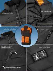 Electric Heated Vest - With 8-Zone Heating, Heater Jacket, -45°C To +65°C Smart Temperature Control, Lightweight Heating Jacket For Men Women - Ideal For Extreme Cold Weather, Christmas Gift,Outdoor Skiing Cycling Hunting Motorcycle Thermal Vest Black(Hand Washable,Standalone/ Use) - màu đen - Xem 3