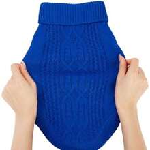 Suéter de cuello alto de punto, sin mangas, ropa de gato, ropa cálida de invierno, para gatos o perros pequeños en temporada fría (S, )(XS Azul) - Multicolor - Ver 8