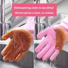 Heat Resistant Extra Long Pet Bath Gloves - Textured Latex Rubber Gloves For Dog Washing, Dishwashing & Household Cleaning, Slip Resistant & Durable - Pink - View 3
