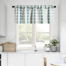 Leeva Modern Kitchen Curtains Window Valance - 52x18 Inch Blue Gray Geometric Valances For Windows, Light Filtering Farmhouse Valance For Bedroom Living Room,52inchWx18inchL(Packof1),Blue-Triangles - Blue-triangles - View 3