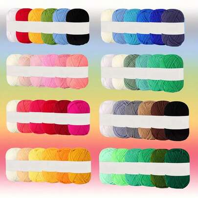 3/6团（75/150克）柔软舒适混色毛线套装，4股手工缝纫编织毛线，适合初学者钩织帽子、围巾、礼品、手提袋、DIY工艺品，100%腈纶，每团约25克，手工礼品，钩织工艺品，质地柔软，混色，高品质毛线，腈纶毛线，工艺用品，缝纫材料，适合初学者和编织爱好者（随机包装）