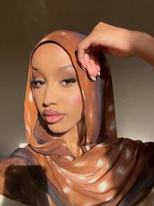 1件装女士波西米亚风花卉小鹿波点印花头巾，穆斯林防晒头巾，优雅百搭围巾披肩，适合日常佩戴 - 彩色 - 查看 8