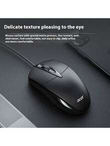 Acer Wired Mouse, Portable Office Mouse, Home/Business/Gaming Lightweight Silent Mouse, USB Plug And Play, Suitable For Laptop/Desktop, Black, M119 - Black - View 2